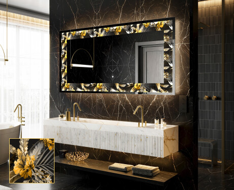 Dekorations spejl med LED - Floral Symmetries