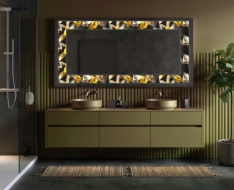 Dekorations spejl med LED - Floral Symmetries #4