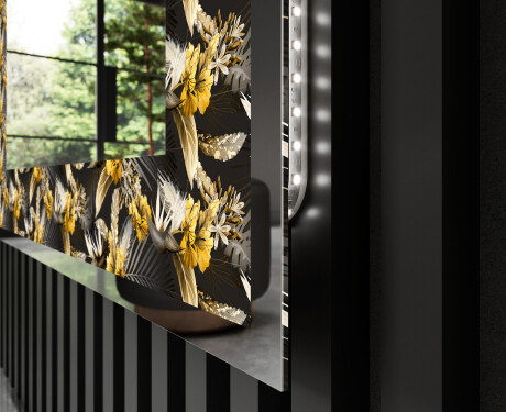 Dekorations spejl med LED - Floral Symmetries #3