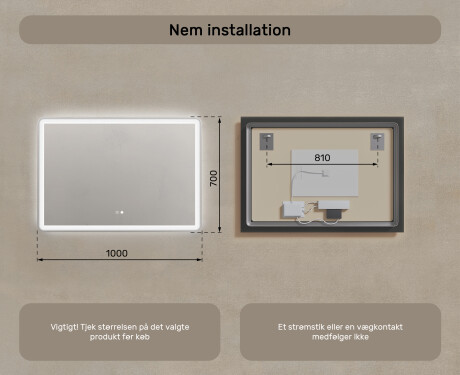 Badeværelsesspejl med lys 100x70cm med Dual color, Berøringskontakt, Varmemåtte, Bluetooth højtaler - L141 #8