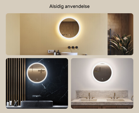 Rundt LED-lysbadværelsesspejl 60 cm med Dual color, Berøringskontakt #2