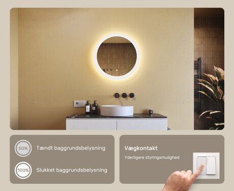 Rundt LED-lysbadværelsesspejl 60 cm med Dual color, Berøringskontakt #4