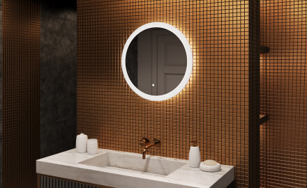 Rundt LED-lysbadværelsesspejl 60 cm med Dual color, Berøringskontakt