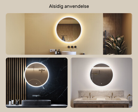 Rundt badeværelsesspejl med LED-belysning 80 cm med Dual color, Berøringskontakt #2