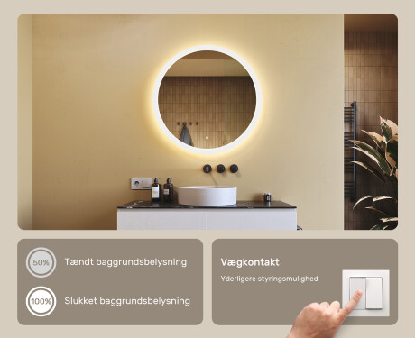 Rundt badeværelsesspejl med LED-belysning 80 cm med Dual color, Berøringskontakt #4