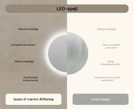 Rundt badeværelsesspejl med LED-belysning 80 cm med Dual color, Berøringskontakt #6