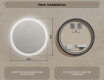 Rundt badeværelsesspejl med LED-belysning 80 cm med Dual color, Berøringskontakt #7