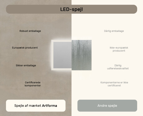Firkantet badeværelsesspejl med LED-belysning 80x60 cm med Dual color, Berøringskontakt #6