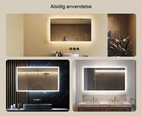 Firkantet badeværelsesspejl med LED-belysning 120x70 cm med Dual color, Berøringskontakt #2