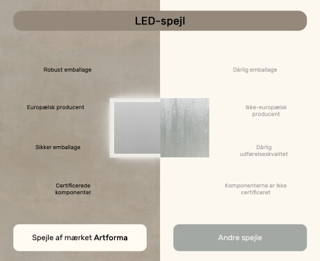 Firkantet badeværelsesspejl med LED-belysning 120x70 cm med Dual color, Berøringskontakt #6