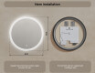 Rundt badeværelsesspejl med LED-belysning 80 cm med Dual color, Berøringskontakt, Varmemåtte #8
