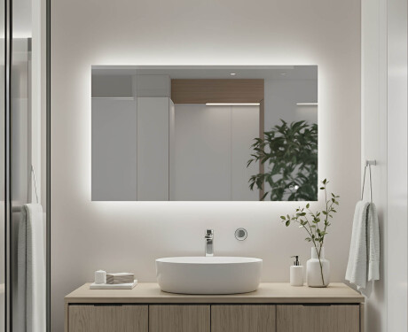 Rektangulært badeværelsesspejl med LED-belysning 80x60/60x80 cm, tofarvet, berøringskontakt, varmemåtte