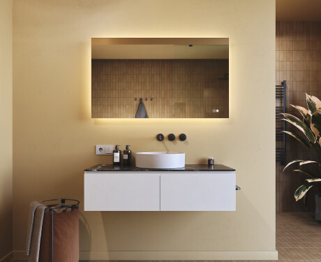 Rektangulært badeværelsesspejl med LED-belysning 80x60/60x80 cm, tofarvet, berøringskontakt, varmemåtte #8