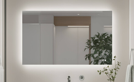 Rektangulært badeværelsesspejl med LED-belysning 80x60/60x80 cm, tofarvet, berøringskontakt, varmemåtte