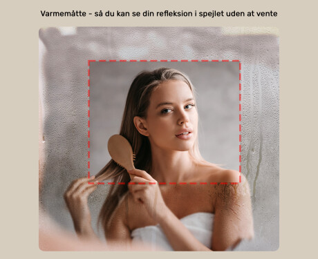 Uregelmæssigt spejl med belysning, 64×104 cm, tofærdet, touch‑knap, varmemåtte #5