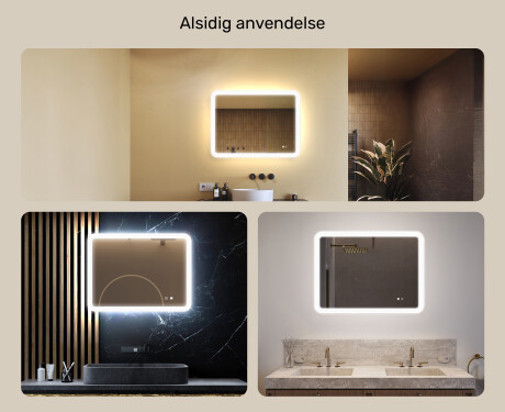 Afrundet badeværelsesspejl med LED-belysning, 80×60 cm, tofarvet, touch‑knap, varmemåtte #2