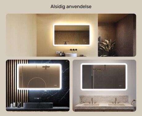 Afrundet badeværelsesspejl med LED‑belysning, 120×70 cm, tofarvet, touch‑knap, varmemåtte #2