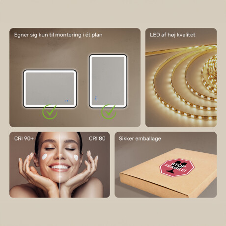 Afrundet LED-spejl i en gylden aluminiumsramme #7