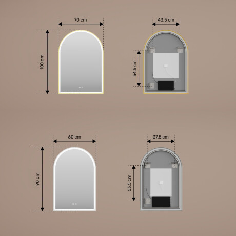 Uregelmæssigt LED-belyst spejl – 60x90/70x100 cm i en sølvfarvet aluminiumsramme #3