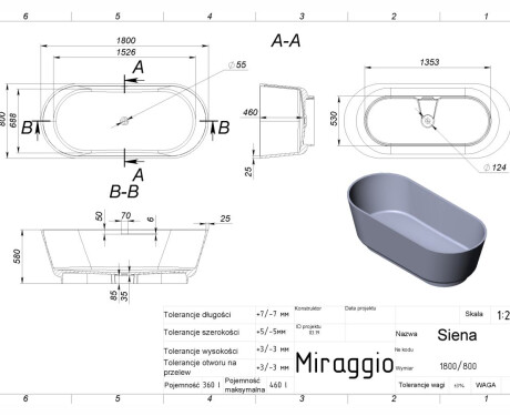 Badekar SIENA MIRASOFT