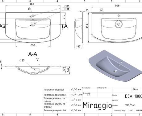 Håndvask DEA 1000 MIRASOFT