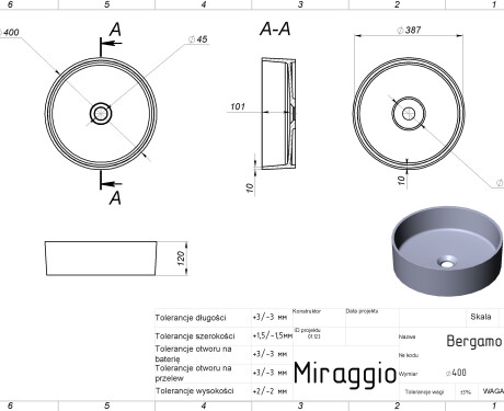 Håndvask BERGAMO MATT