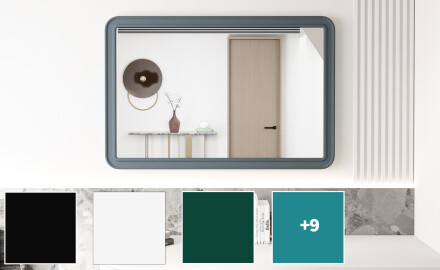 Afrundet spejl med MDF-ramme L299