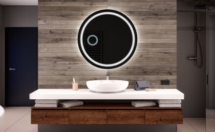Rundt spejl badeværelse med lys L33
