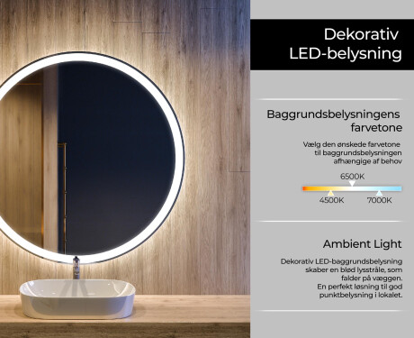 Rundt vægspejle med LED lys L76 #4
