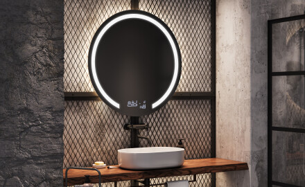 Rundt spejl badeværelse med lys L96