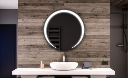 Rundt spejl til badeværelse med lys L98