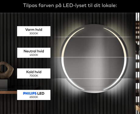 Rundt spejl til badeværelse med lys L99 #6
