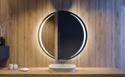 Rundt spejl til badeværelse med lys L99