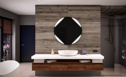 Rundt spejl badeværelse med lys L114