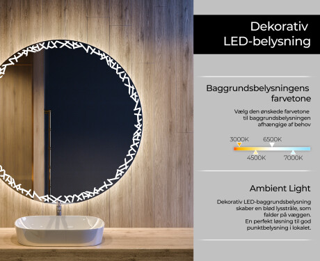 Rundt vægspejle med LED lys L115 #4