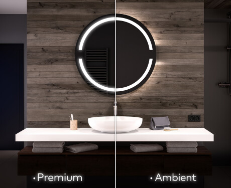 Rundt spejl badeværelse med lys L118