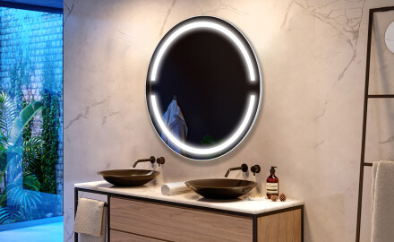 Rundt spejl badeværelse med lys L118
