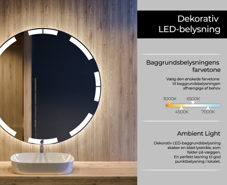 Rundt vægspejle med LED lys L120 #4