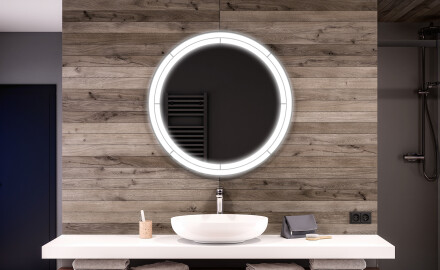 Rundt spejl badeværelse med lys L122