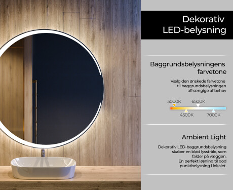 Rundt vægspejle med LED lys L123 #4