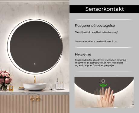 Rundt vægspejle med LED lys L123 #6
