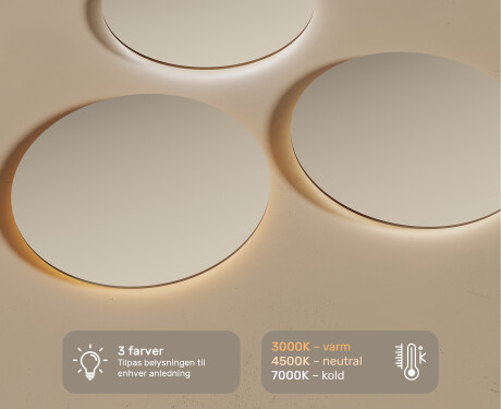 Rundt vægspejle med LED lys 70cm med koldt LED-lys 7000K, varmt lys 3000K eller neutralt lys 4500K #3