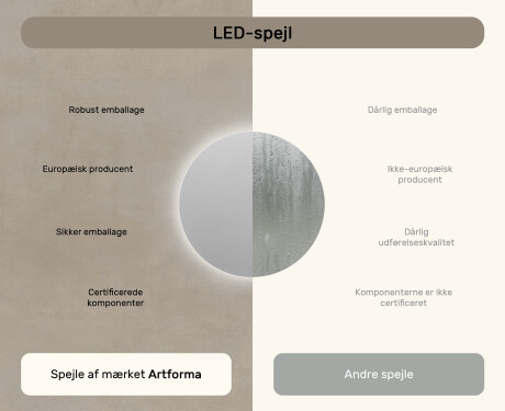 Rundt vægspejle med LED lys 70cm med koldt LED-lys 7000K, varmt lys 3000K eller neutralt lys 4500K #6