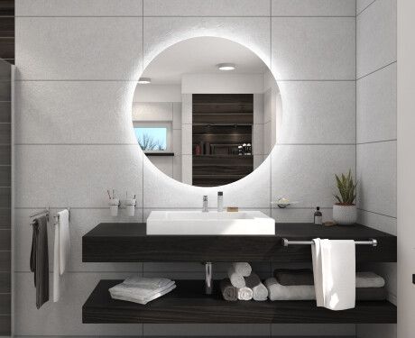 Rundt spejl med lys til badeværelse batteridrevne L82 #5