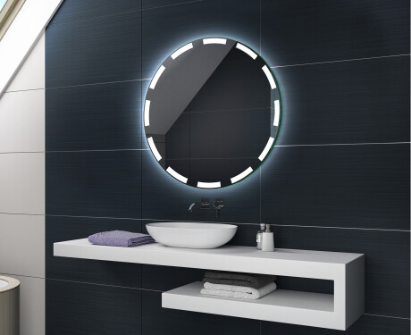 Rundt spejl med lys til badeværelse batteridrevne L117 #2
