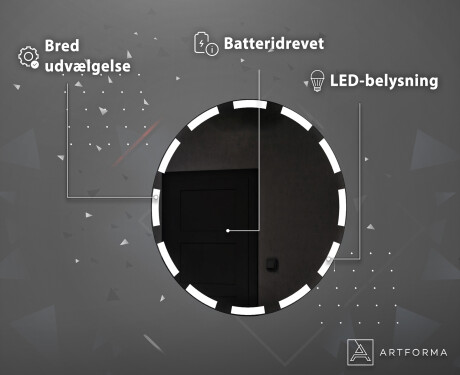 Rundt spejl med lys til badeværelse batteridrevne L117 #4