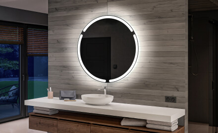 Rundt spejl med lys til badeværelse batteridrevne L119