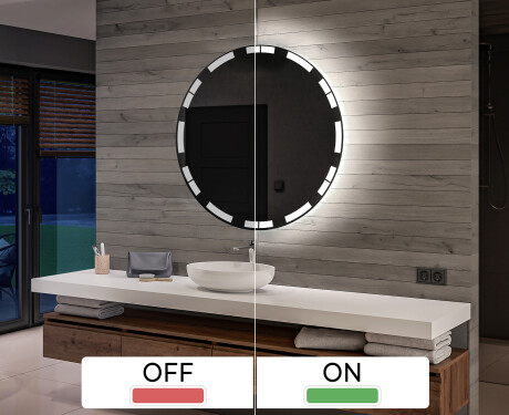 Rundt spejl med lys til badeværelse batteridrevne L121 #3