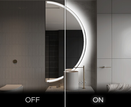 Elegant LED Halvcirkelformet Spejl - Til Badeværelse A222 #3