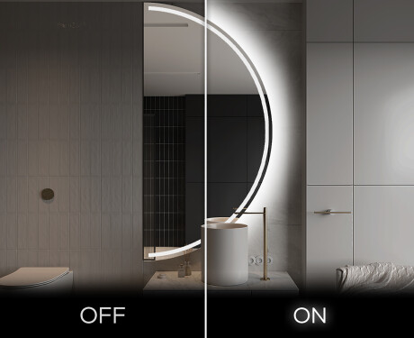 Elegant LED Halvcirkelformet Spejl - Til Badeværelse A223 #3